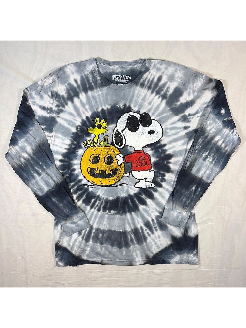 Peanuts Snoopy Joe Cool Halloween Tee XL Tie Dye Woodstock Jack O Lantern